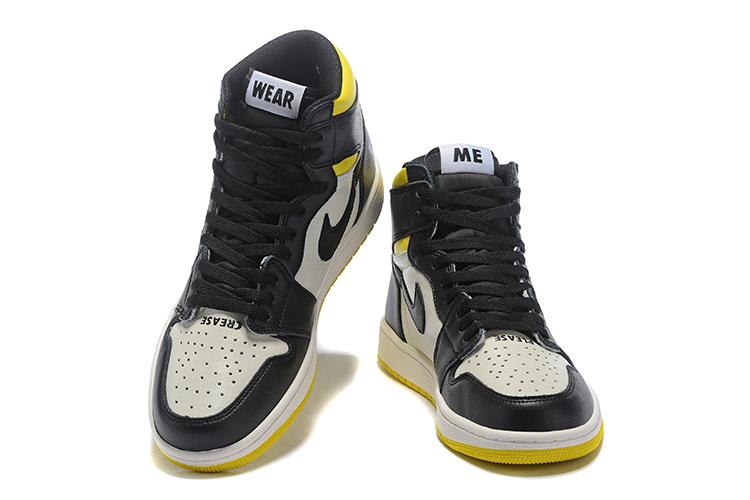 2018 Air Jordan 1 High Black White Yellow Shoes